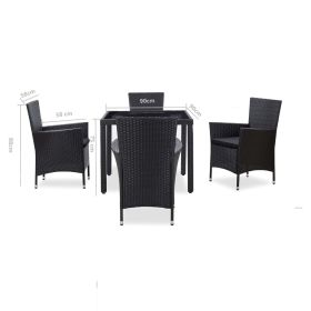 vidaXL 5 Piece Patio Dining Set Poly Rattan Black