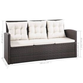 vidaXL 5 Piece Patio Lounge Set with Cushions Poly Rattan Brown (Option: as picture)