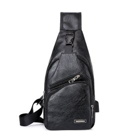 Casual Fashion Men's USB Charging Chest Bag (Color: black)